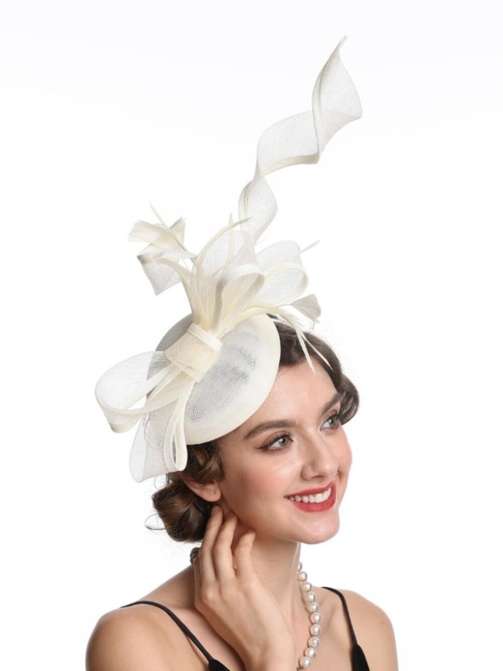 Women’s Feather Fascinator Derby Bridal Hat Cream
